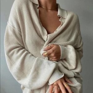 Free people picnic sweater romper large Neutral flaw